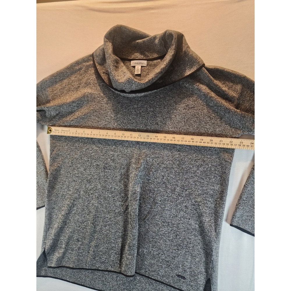 Womens Calvin Klein Cowl Neck Sweater Pullover Gray Black Long Sleeve Size Large - Picture 4 of 11